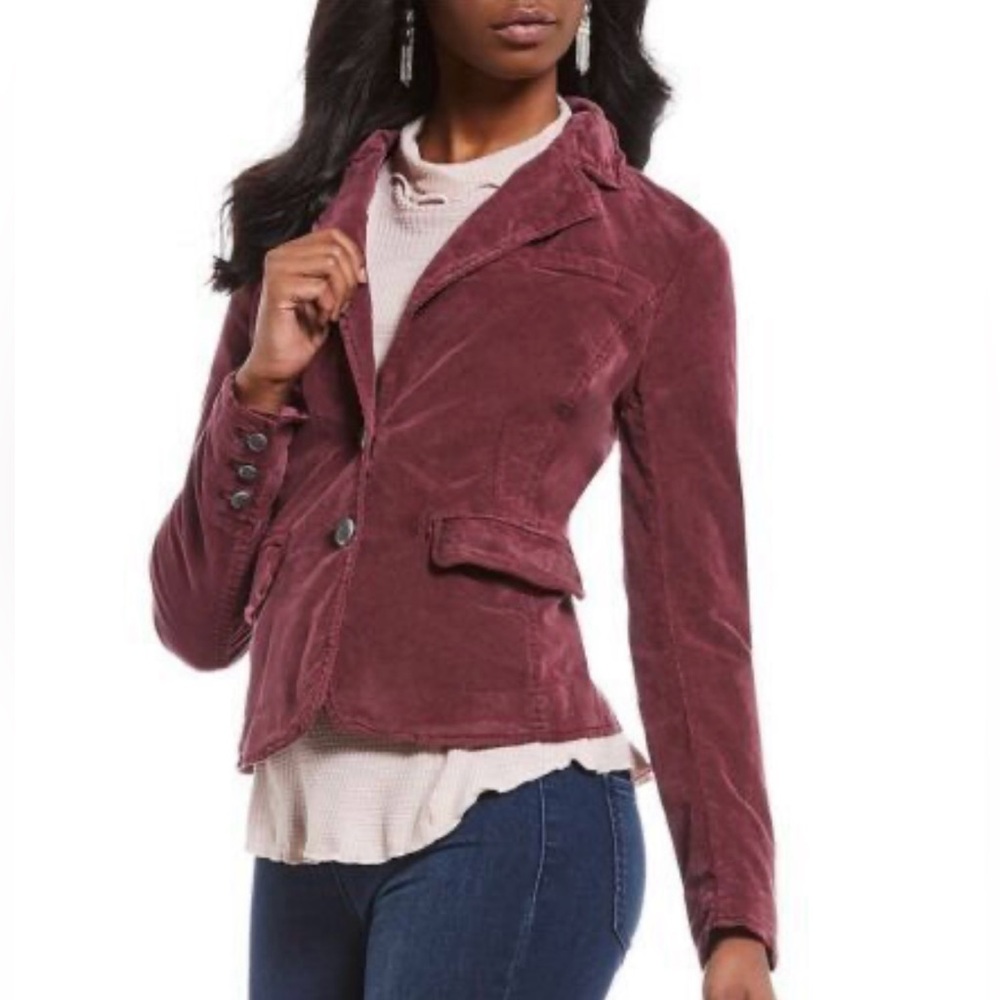 Free People Y2K Corduroy Jacket Blazer XS Mulberry EUC